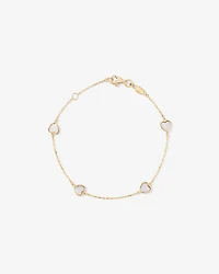 19cm (7.5") Mother of Pearl Heart Station Bracelet in 10kt Yellow Gold