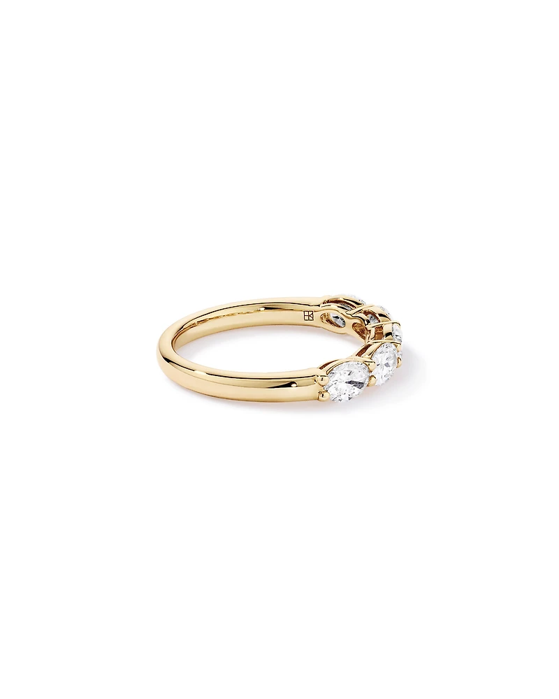 Bague de mariage en diamant ovale Est-Ouest 1,25 carat or jaune 14 carats