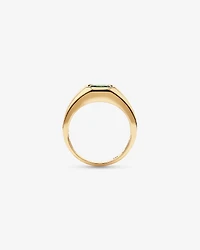 Bezel Set Green Sapphire Gemstone Solitaire Men's Ring in 10kt Yellow Gold