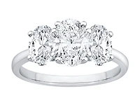 Bague De Fiançailles En Diamant Laboratoire Trois Pierres 2 Carats Poids Total Ovale Or Blanc 14