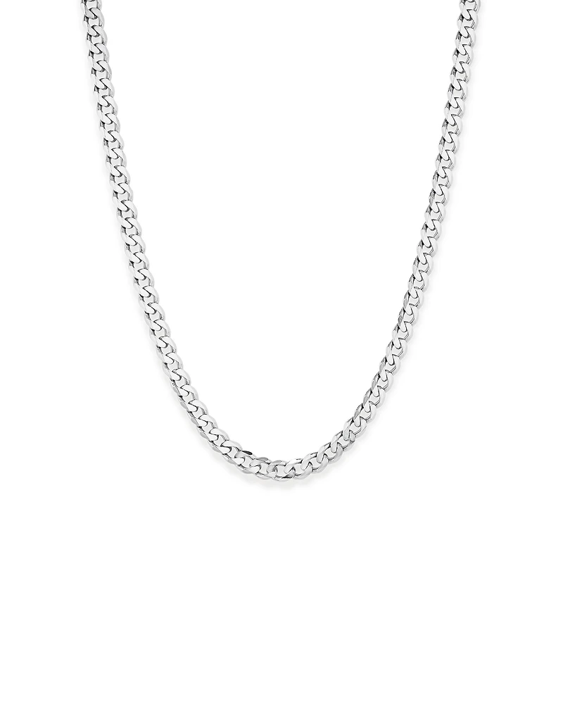 55cm (22") 7.20mm Width Bevelled Curb Chain Necklace in Sterling Silver
