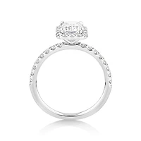 1.78 Carat TW Laboratory-Grown Diamond Emerald Cut Halo Ring in 14kt White Gold