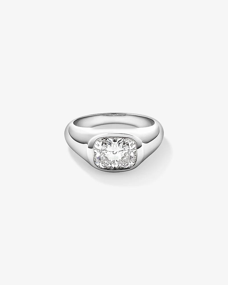 Bague en or blanc 14 carats sertie d'un diamant de laboratoire taille coussin allongé 2,00