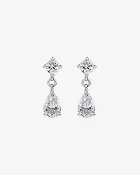 LAB. Drop Earrings with 1.00 Carat TW Pear and Round Brilliant Laboratory-Grown Diamonds in 10kt White Gold