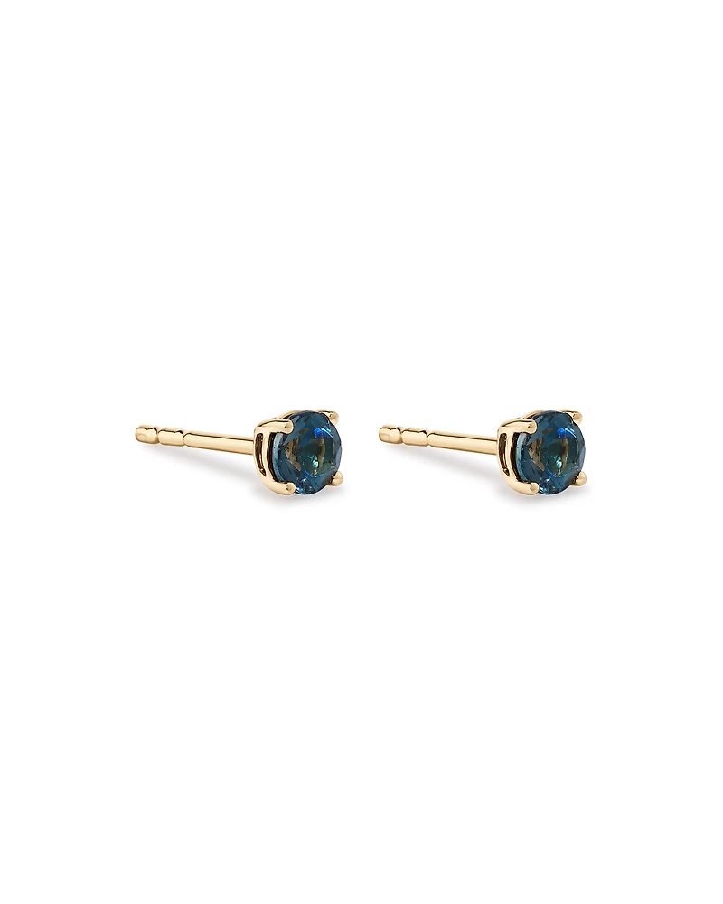 Stud Earrings with London Blue Topaz in 10kt Yellow Gold
