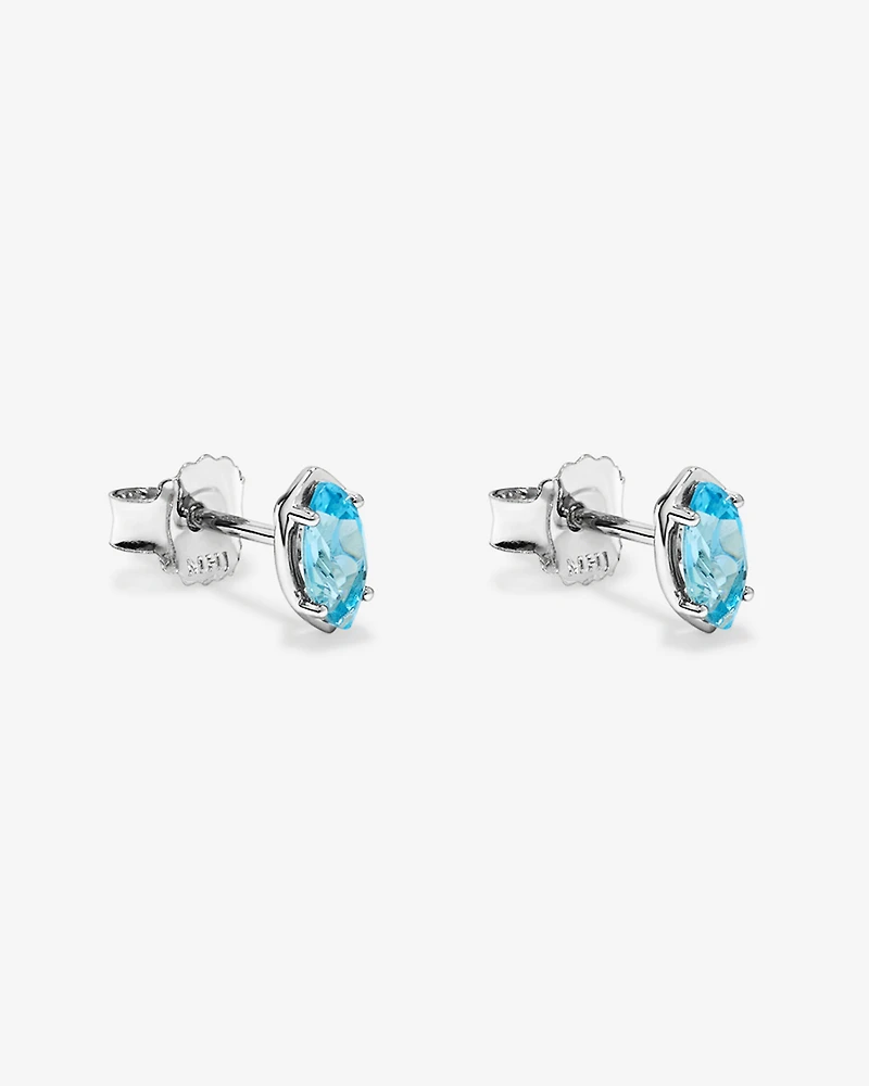 Marquise-Cut Swiss Blue Topaz Stud Earrings in Sterling Silver