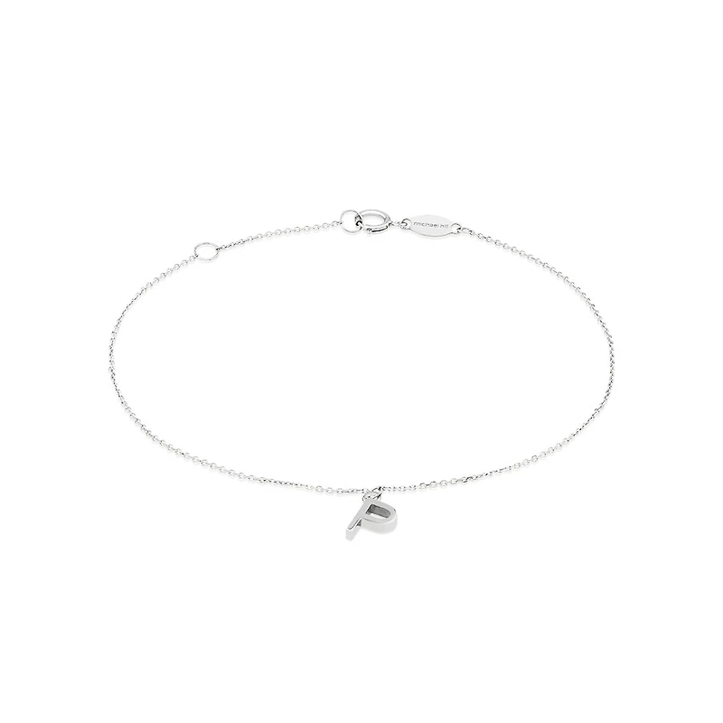 19cm (7.5") P Initial Bracelet in Sterling Silver