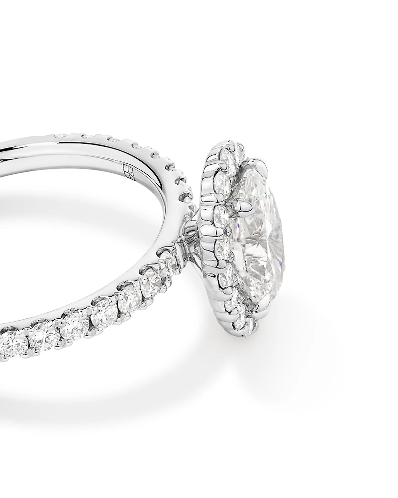 1.78 Carat TW Oval Laboratory-Grown Diamond Halo Engagement Ring in 14kt White Gold