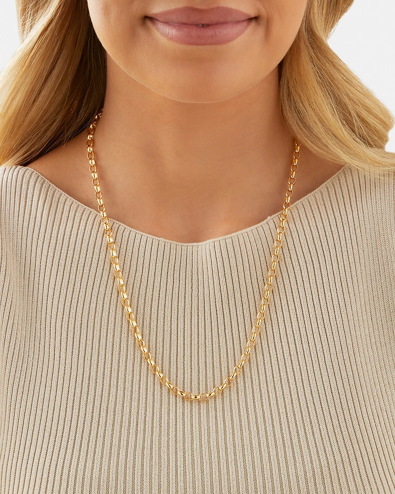 55cm (22") Solid Oval Belcher Chain 10kt Yellow Gold