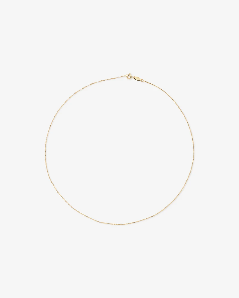 Chaîne creuse Singapour en or jaune 10 K, 45 cm