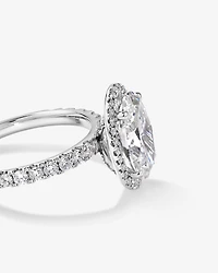 3.60 Carat TW Oval Cut Laboratory-Grown Diamond Halo Engagement Ring in 18kt White Gold