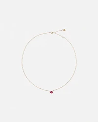 Oval East-West Ruby Necklace in 10kt Yellow Gold
