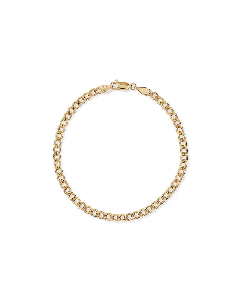 19cm (20") 3.75mm Width Semi Solid Diamond Cut Curb Bracelet in 10kt Yellow Gold