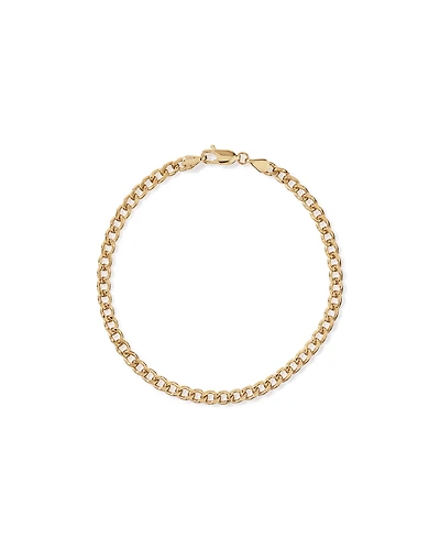 19cm (20") 3.75mm Width Semi Solid Diamond Cut Curb Bracelet in 10kt Yellow Gold