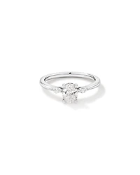 0.77 Carat TW Three Stone Oval and Marquise Cut Hidden Halo Engagement Ring in Platinum