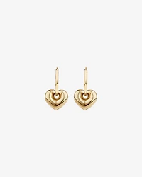 Heart Drop Hoop Earrings in 10kt Yellow Gold