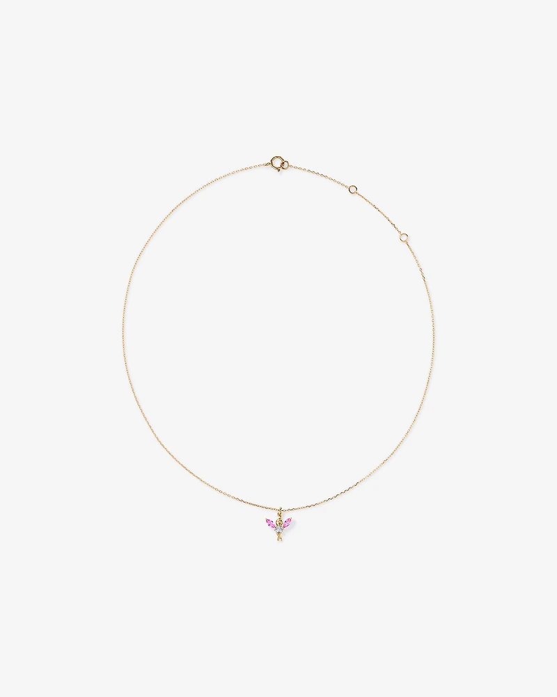 Children's Fairy Pendant with Pink Cubic Zirconia in 10kt Yellow Gold