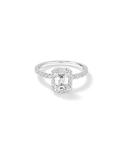 1.78 Carat TW Emerald Cut Laboratory-Grown Diamond Halo Engagement Ring 14kt White Gold