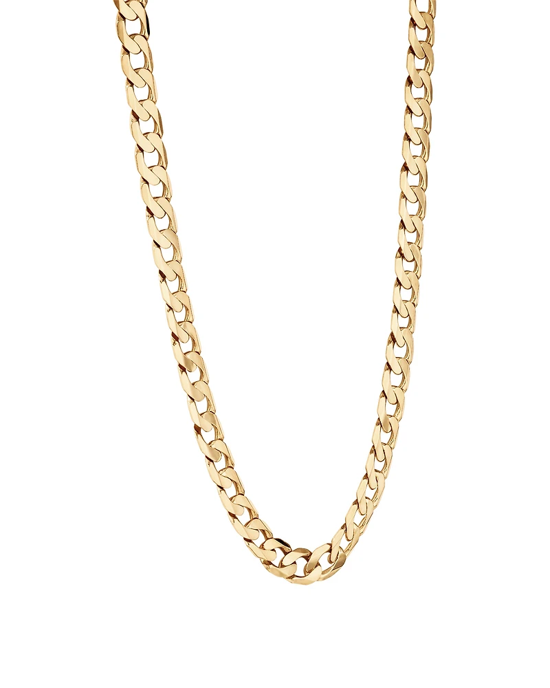 55cm (22") 13mm Width Solid Flat Bevelled Curb Chain in 10kt Yellow Gold