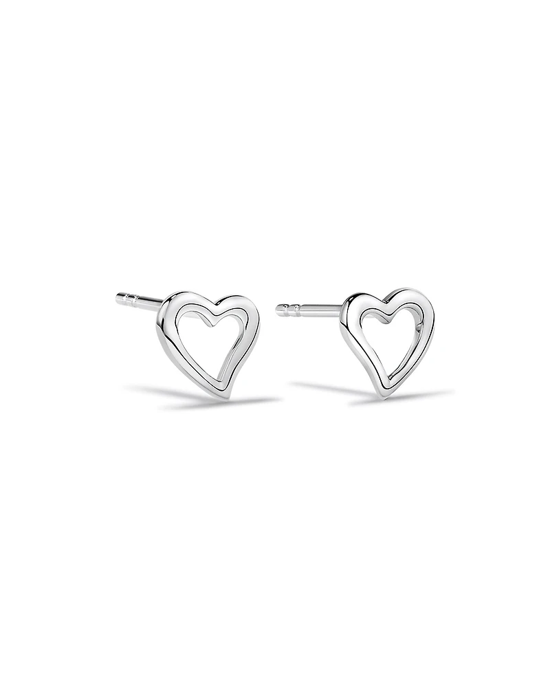 Boucles d'oreilles clous Cœur Ouvert en argent sterling
