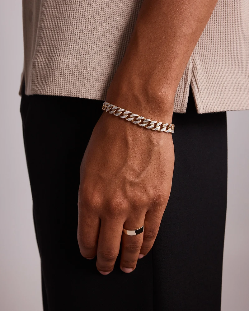 2.00 Carat TW Diamond Set Cuban Link Bracelet in 10kt Yellow and White Gold