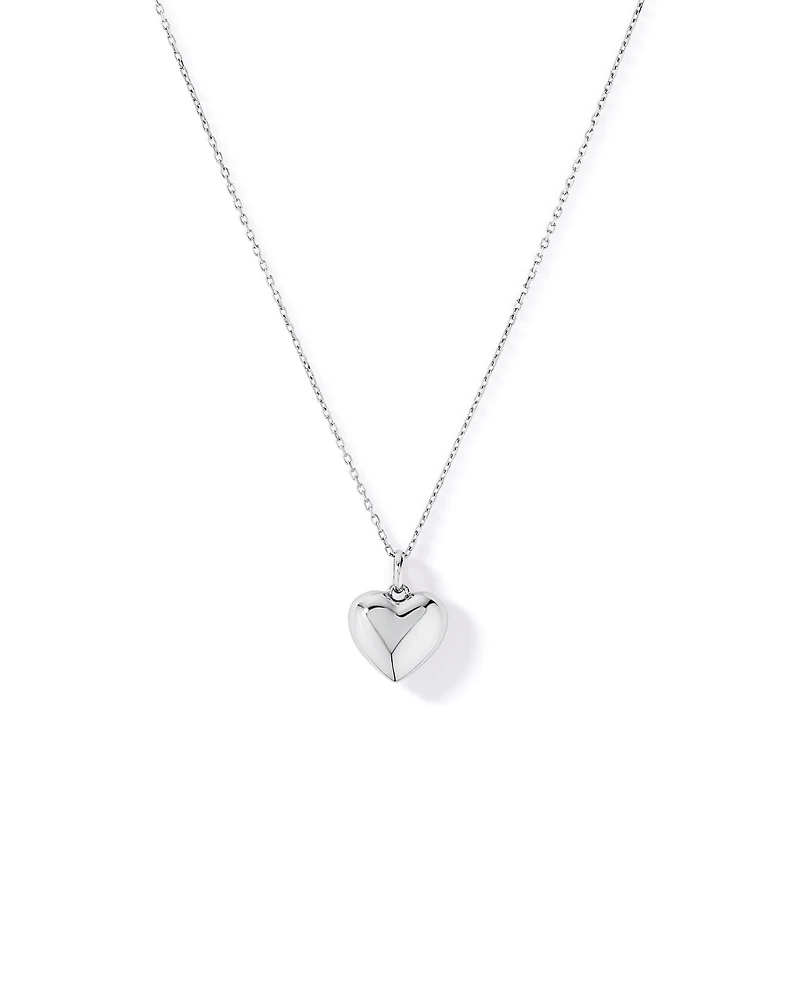Puff Heart Pendant with 45cm chain in Sterling Silve