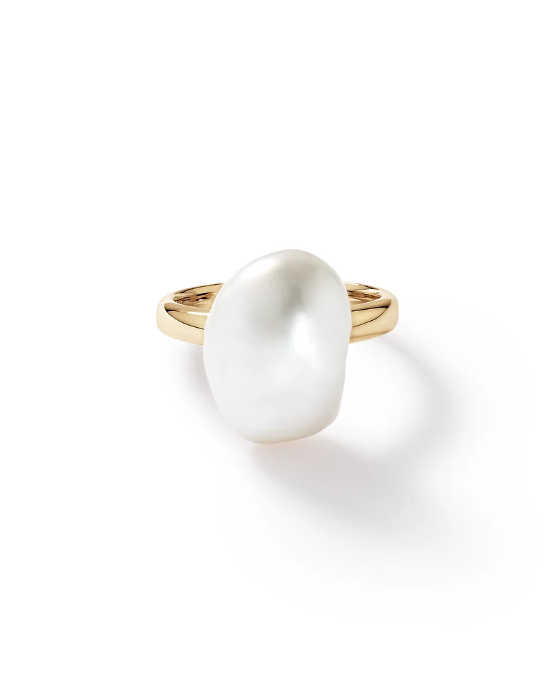 Baroque Cultured Freshwater Pearl Ring in 10kt Yellow Gold