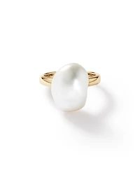 Baroque Cultured Freshwater Pearl Ring in 10kt Yellow Gold
