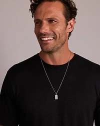 Collier plaque militaire pour homme avec 0,20 carat de diamants noirs et blancs en argent sterling