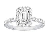 1.78 Carat TW Emerald Cut Laboratory-Grown Diamond Halo Engagement Ring 14kt White Gold