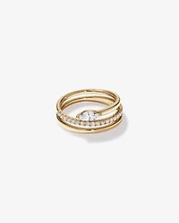 Anneau de dérivation en diamant laboratoire 0,43 carat TW Round Brilliant and Marquise Cut or jaune 10 carats