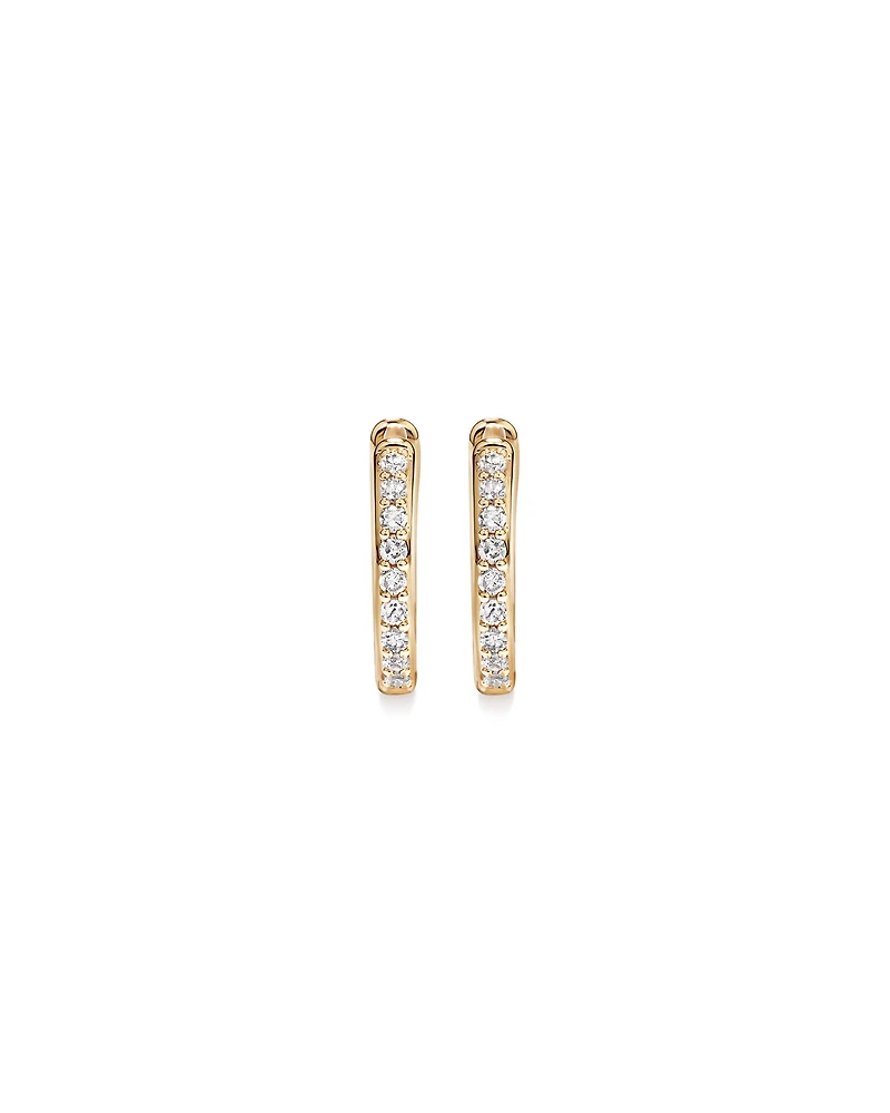 Round Brilliant Diamond Huggie Hoop Earrings in 10kt Yellow Gold