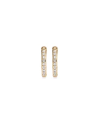 Round Brilliant Diamond Huggie Hoop Earrings in 10kt Yellow Gold