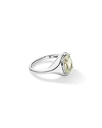 Elongated Cushion Cut Green Amethyst Ring 10kt White Gold