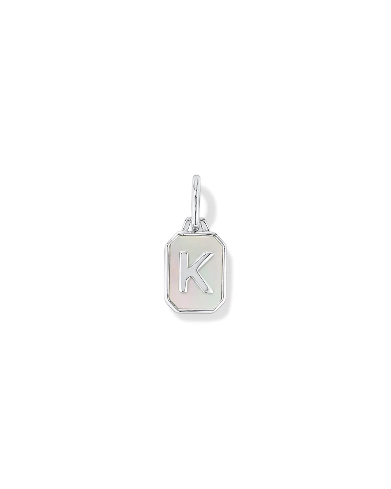 Letter K Mother of Pearl Initial Pendant in Sterling Silver