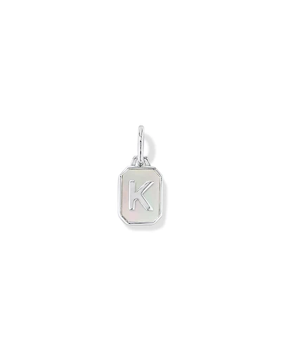 Letter K Mother of Pearl Initial Pendant in Sterling Silver