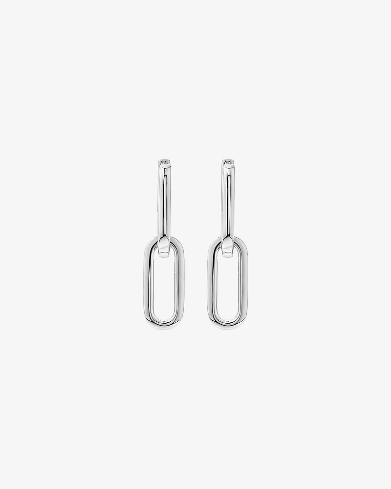 Paperclip Link Drop Huggie Earrings in Sterling Silver