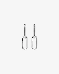 Paperclip Link Drop Huggie Earrings in Sterling Silver