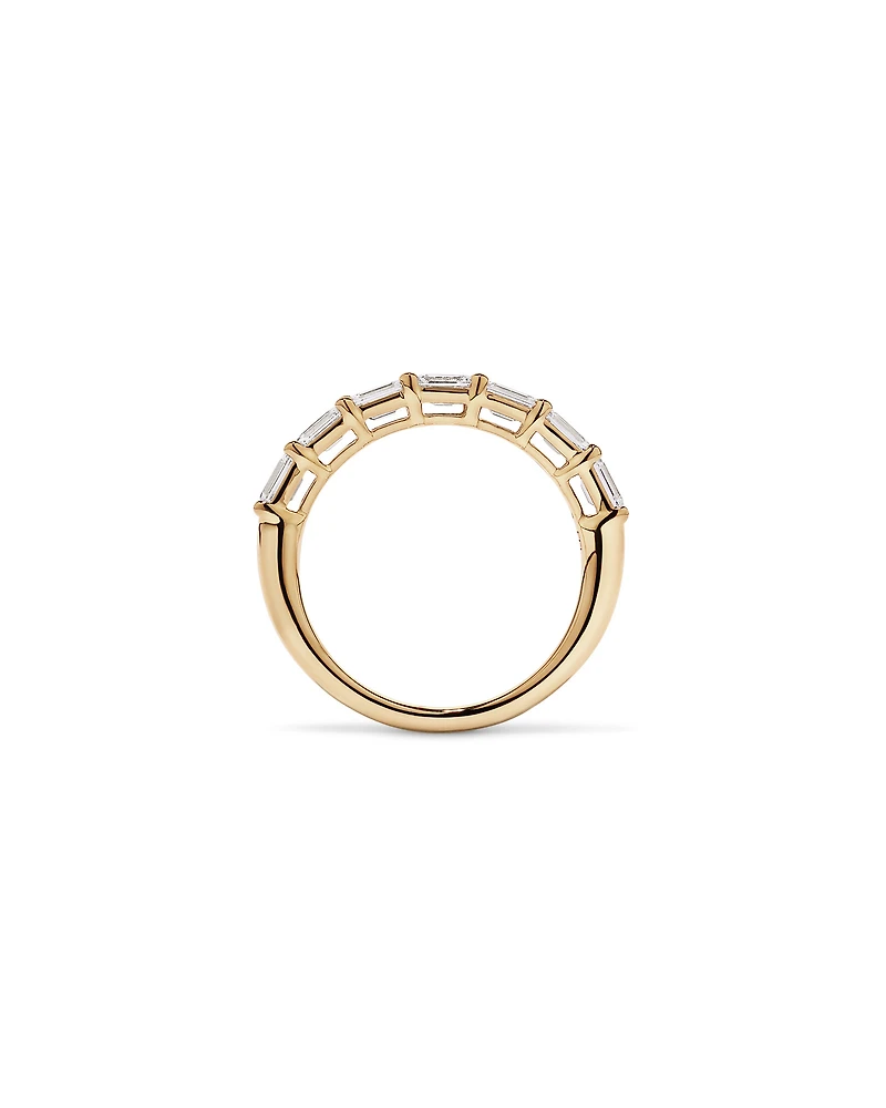 Bague de mariage en diamant taillée laboratoire 1,40 carat TW Est-Ouest cultivé or jaune 14 carats