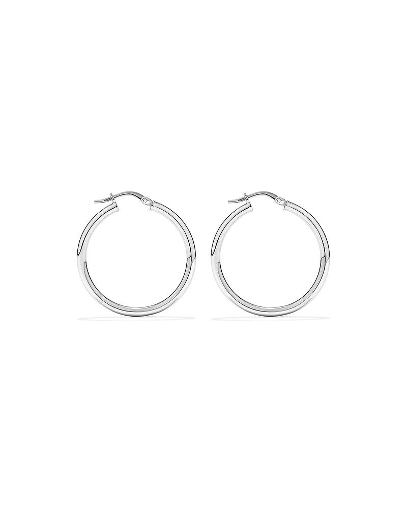 25mm Round Hoop Earrings in Sterling Silver