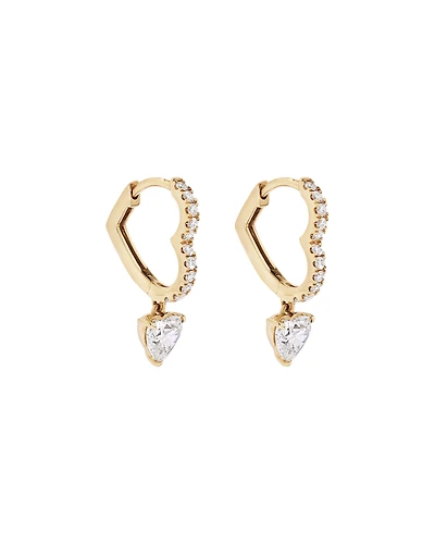 1.19 Carat Laboratory-Grown Diamond Heart Drop Earrings  in 10kt Yellow Gold