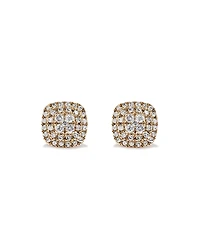 0.30 Carat TW Cushion Shaped Diamond Cluster Stud Earrings in 10kt Yellow Gold