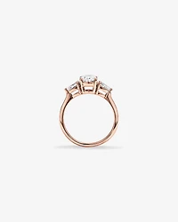 1.65 Carat TW Three Stone Oval and Pear Shaped Laboratory-Grown Diamond Engagement Ring in 14kt Rose Gold