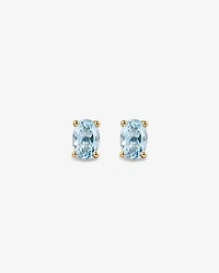Oval Aquamarine Stud Earrings in 10kt Yellow Gold