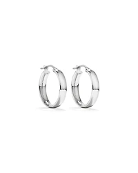 15mm Flat Round Hoop Earrings in 10kt White Gold