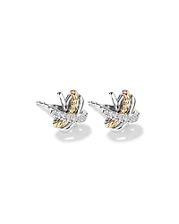 Crossover Earrings with .09 Carat TW Diamonds in Sterling Silver and 10kt Yellow Gold