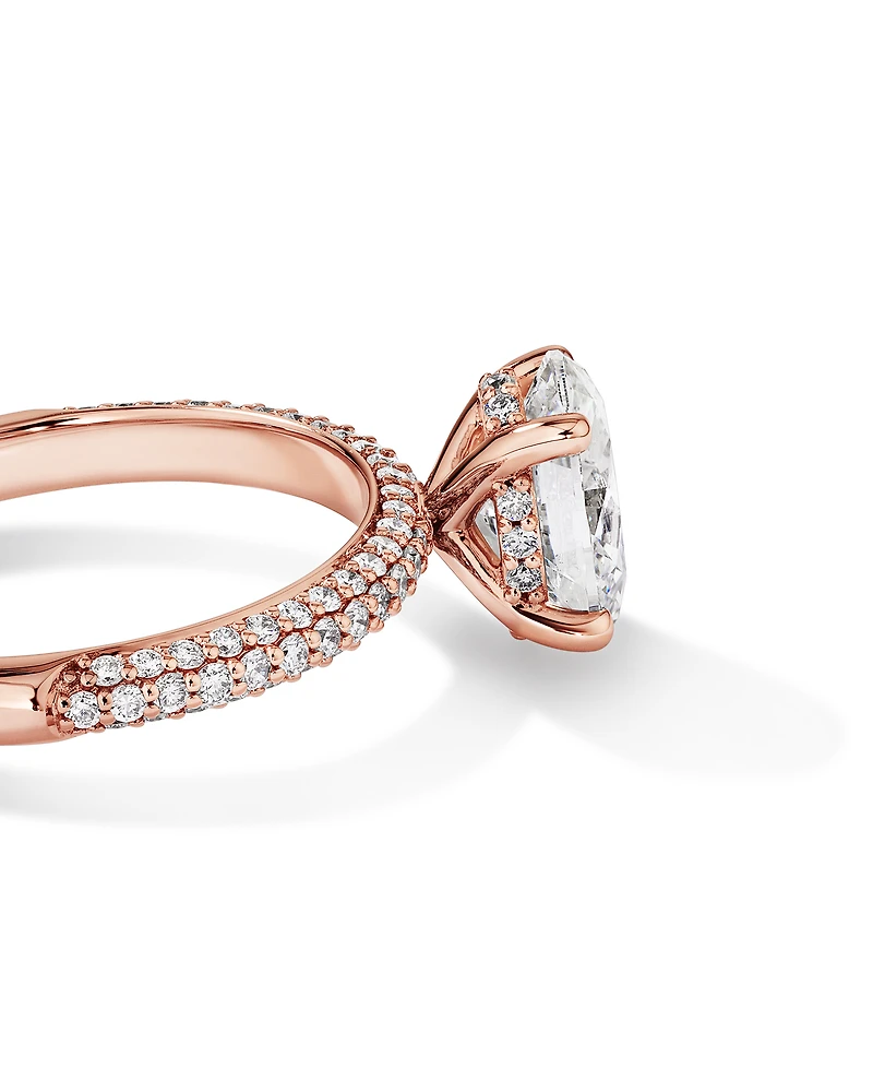 Bague de fiançailles TW de 1,95 carat en or rose rose 14 carats