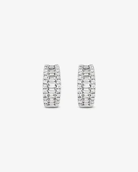 1.00 Carat TW Diamond Dot Dash Huggie Earrings in 14kt White Gold