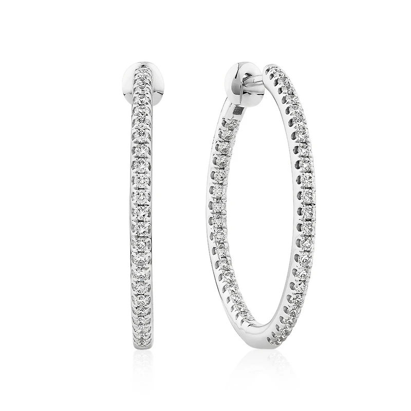 Hoop Earrings With 0.50 Carat TW Of Diamonds 10kt White Gold