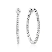 Hoop Earrings With 0.50 Carat TW Of Diamonds 10kt White Gold